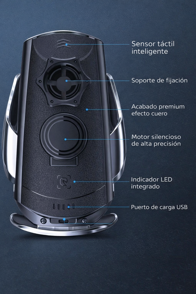 Cargador inalámbrico para coche con soporte automático